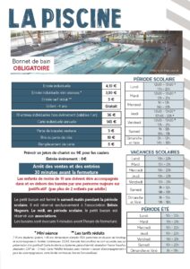 tarifs et horaires piscine 2026