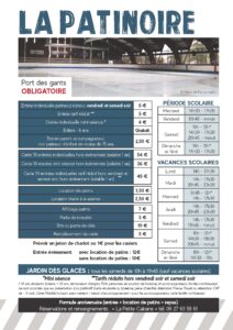 tarifs et horaires patinoire 2026