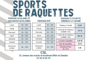 tarifs et horaires raquettes 2026